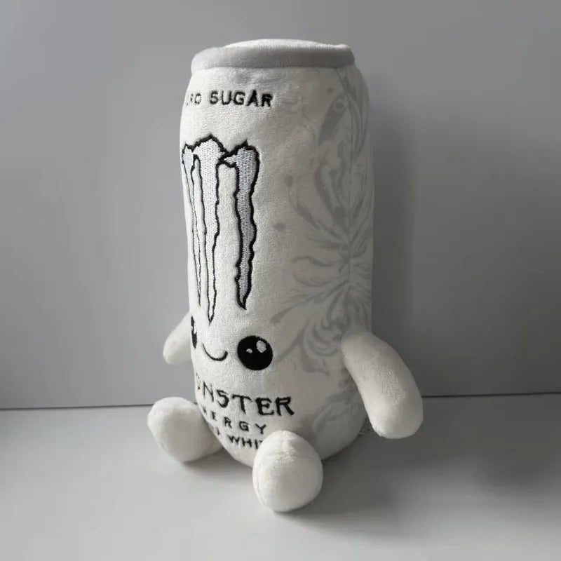 Zero Sugar White Monster Energy Drink Plush Toy Simulation Can Stuffed Doll Cute Soft Figure Decor Gift for Friend Home Ornament