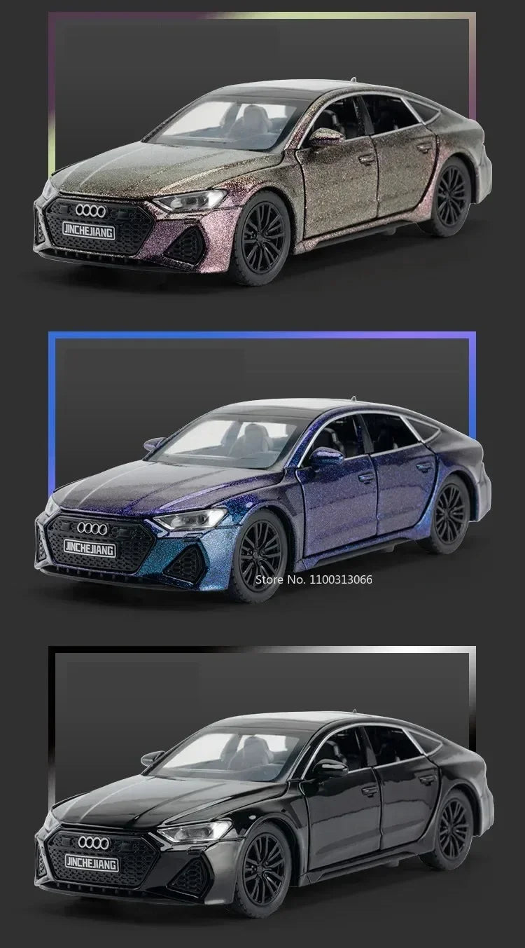 1:32 RS7 Sportback Miniature Model Toy Cars Alloy Diecast 6 Doors Opened with Pull Back Rubber Tires Ornament Vehicle Toys Gifts