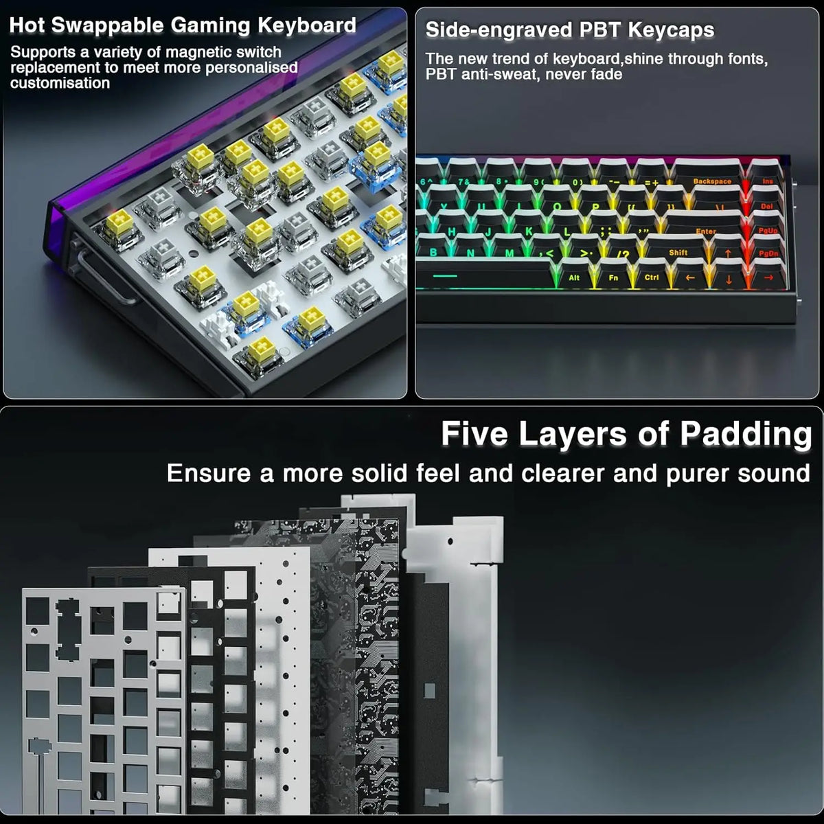 AULA HERO 68 HE Hall Effect Gaming Keyboard 65% Wired RGB Hot Swappable 8K Polling 0.01mm Magnetic Switch for PC Gamers