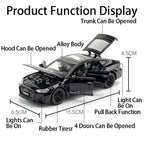 1:32 RS7 Sportback Miniature Model Toy Cars Alloy Diecast 6 Doors Opened with Pull Back Rubber Tires Ornament Vehicle Toys Gifts