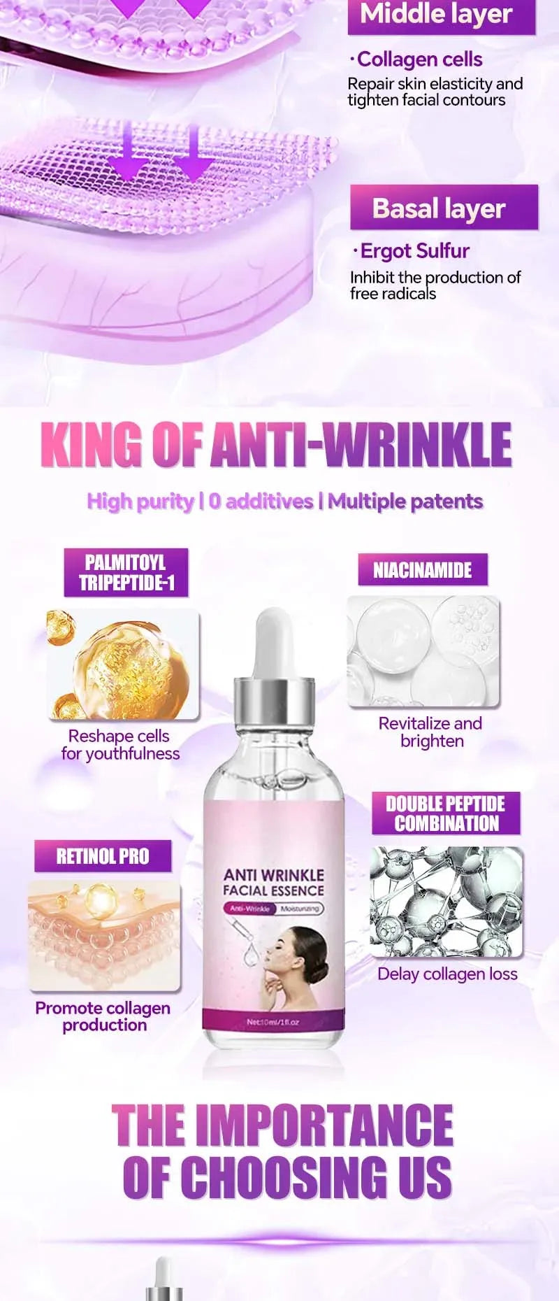 Instant Anti Wrinkle Effect Remove Facial Wrinkles Moisturizing Serum To Fine Lines Around The Eyes Crow's Feet Neck Wrinkle