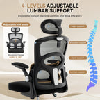 Ergonomic High-Back Mesh Chair Adjustable Headrest Lumbar Support 360° Swivel Rolling Computer Gaming Chairs for Home Office