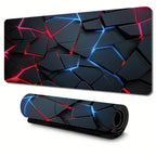 Large Gaming Mouse Pad 90x40 Red Blue Gradient Design Non-Slip Rubber Sewn Edge Gaming Desk Mat Keyboard Gamers and Office Work
