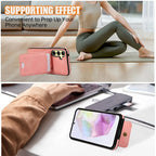 Shoulder Lanyard Leather Card Wallet Case For Samsung Galaxy S25 S24 S26 Ultra S23 S22Plus A57 A37 A17 A36 A56 Stand Phone Cover