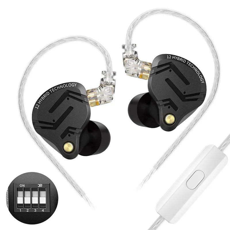 KZ ZS12 Pro X Metal Hybrid Earphones with Adjustable Bass Tuning