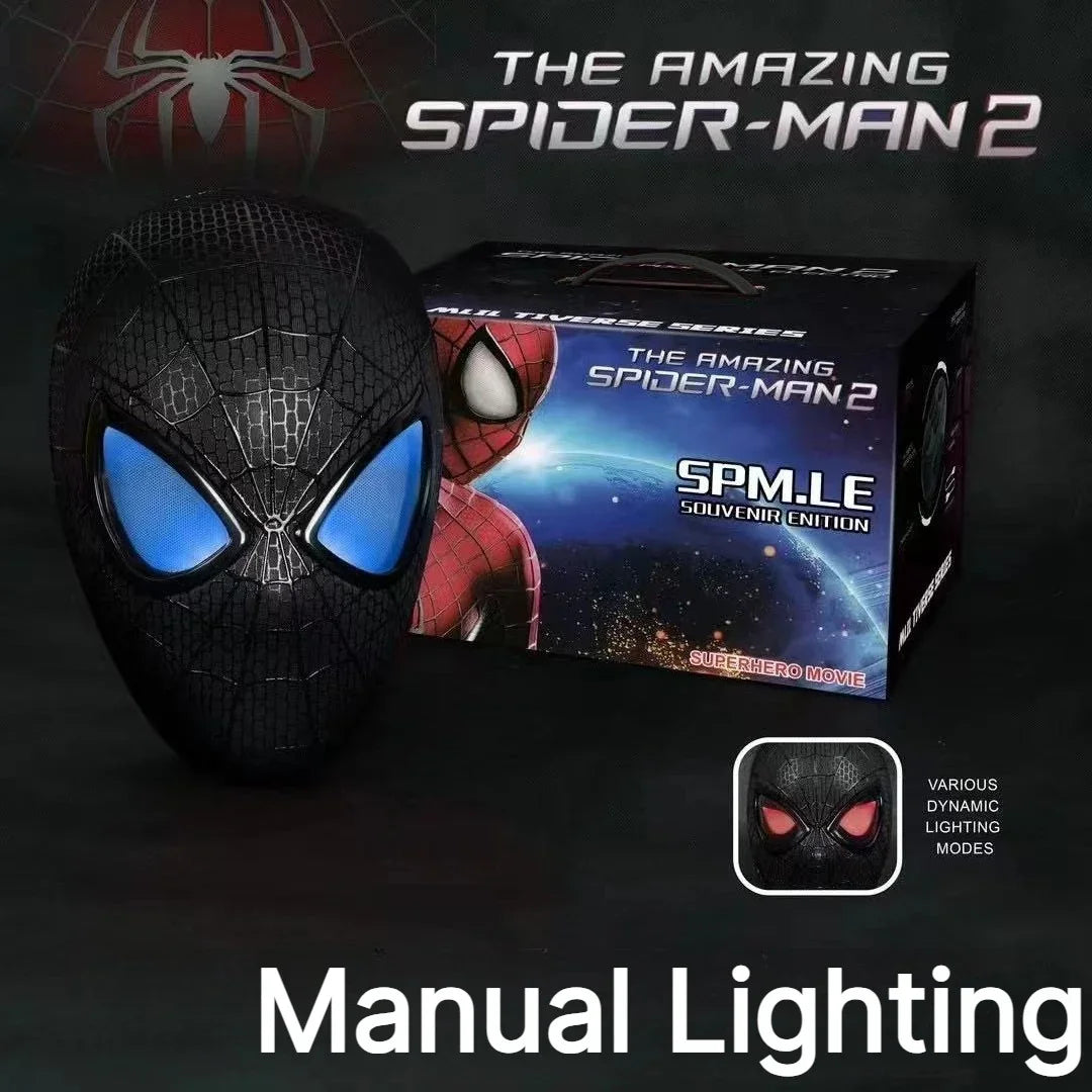 In Stock Miles Spider-Man 1:1 Scale Electronic Mask With Moving Glowing Eyes Ring Control Cosplay Toy Gift For Boys Gift