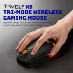 Tri Mode Gaming Mouse Wireless RGB Backlit 12800 DPI 2.4G Bluetooth Type-C Rechargeable Red Ergonomic 1000Hz