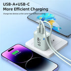 65W 2 In 1 USB Type C Fast Charging Charger PD High Speed Charge For iPhone Xiaomi Huawei Samsung Oneplus Mobile Phone Adapter