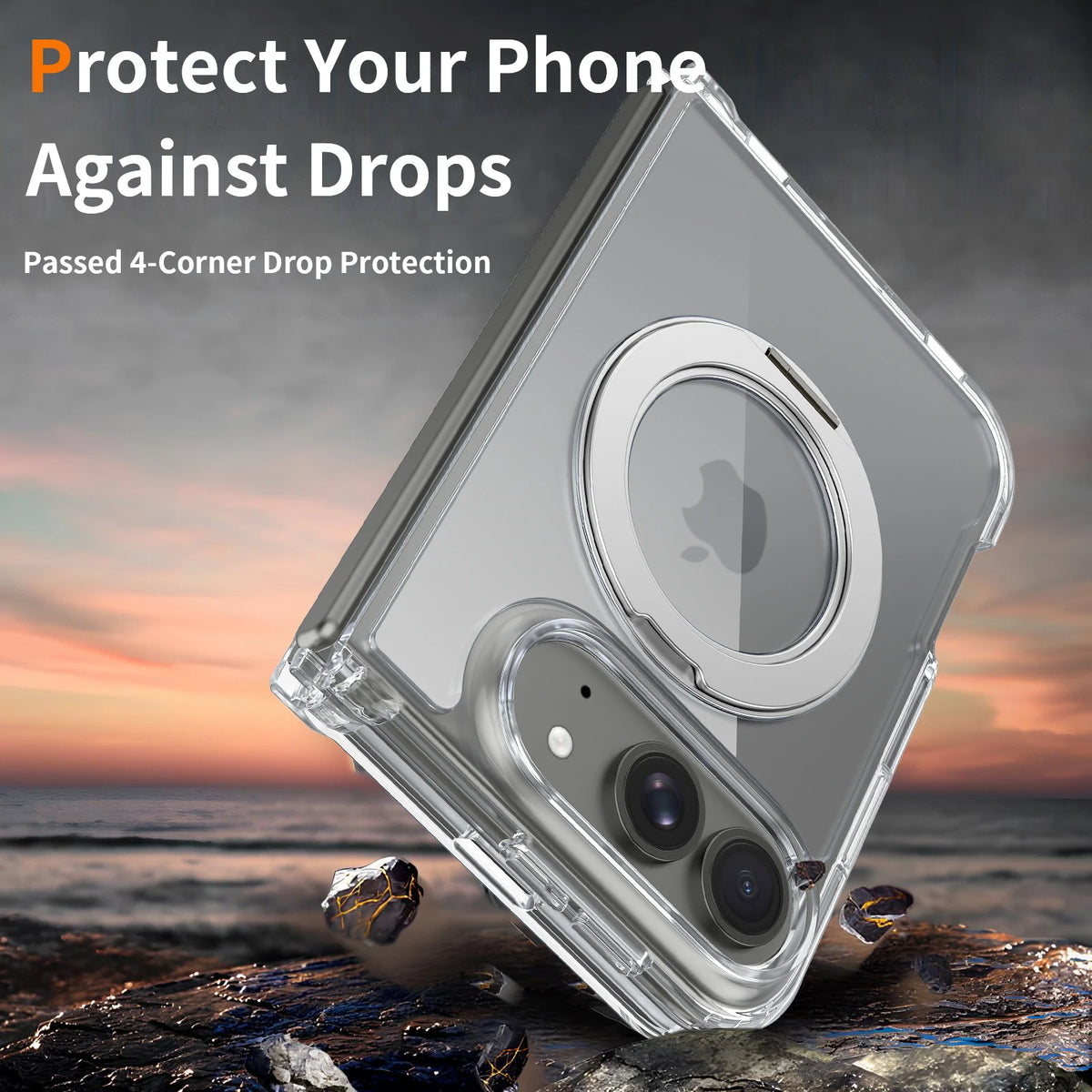360° Magnetic Bracket Case For iPhone Duo For Magsafe Transparent Shockproof Hard Back Cover Funda