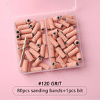 80pcs/box Pink 3.1mm Mini Sanding Bands Kits Nail Drill Bits Mandrel Sets Electric Manicure Accessories Tool Dead Skin Remover