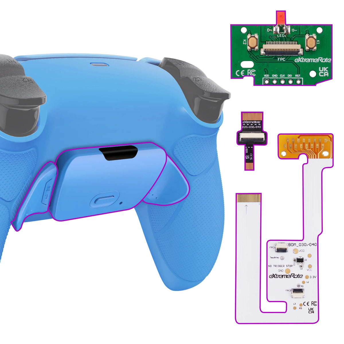 eXtremeRate Back Paddles Programable RISE V3 Remap Kit for ps5 Controller BDM-030/040/050, Upgrade Board Back Shell Back Button