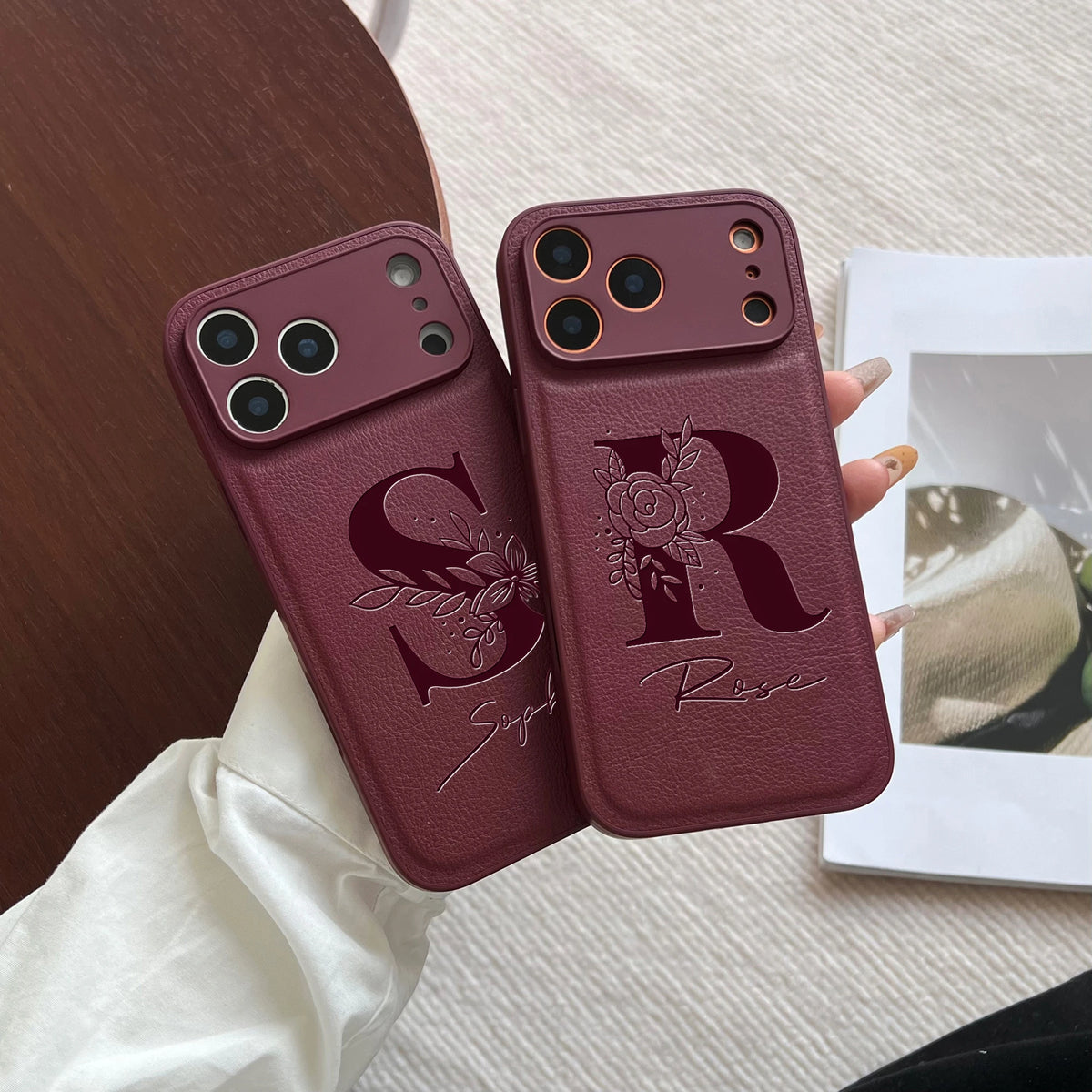 Personalized Custom Name Initial Custom Big Letter with Flowers Design Phone Case for iPhone18 17 16 15 14 13 Pro Max Plus Air
