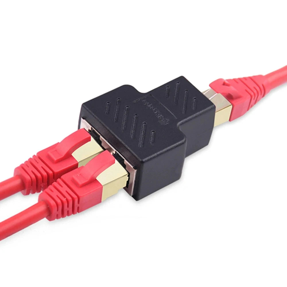 One To Two Adapter For Ethernet Cable Splitter Rj45 8P8C PC Version Simultaneous Internet Access IPTV Broadband Three Way Conn