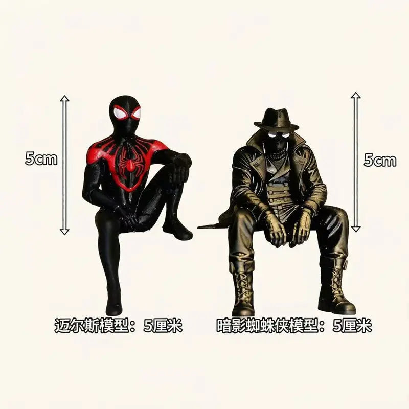 Spider Man Venom Batman Sitting Posture Anime Figure Statue Statue Collection Model Toy Car Desktop Ornament Collect Toy Gift