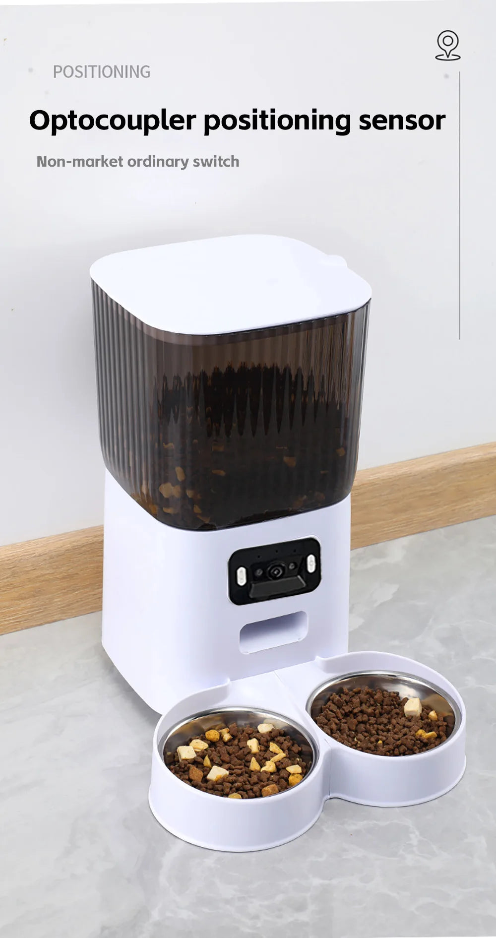 5L Pet Feeder with Camera Automatic Cat Feeder Smart Dog Food Dispenser WiFi Timing Stainless Steel Feeding Bowl（No 5V 2A Plug）