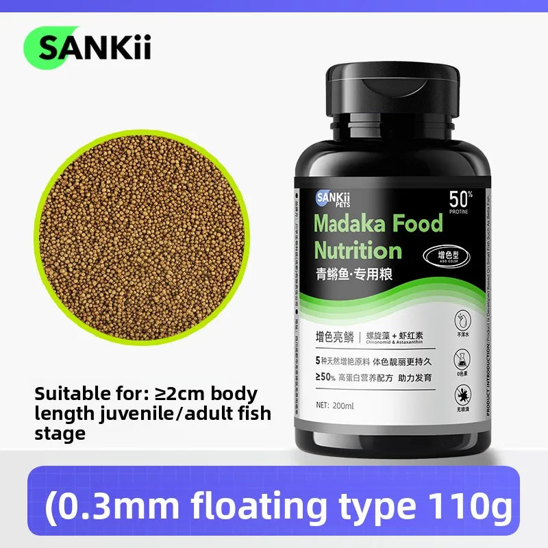 SANKii Floating Micro Pellets for Medaka, High Protein Food to Enhance Color for Viewing from Above - For Fry & Adult