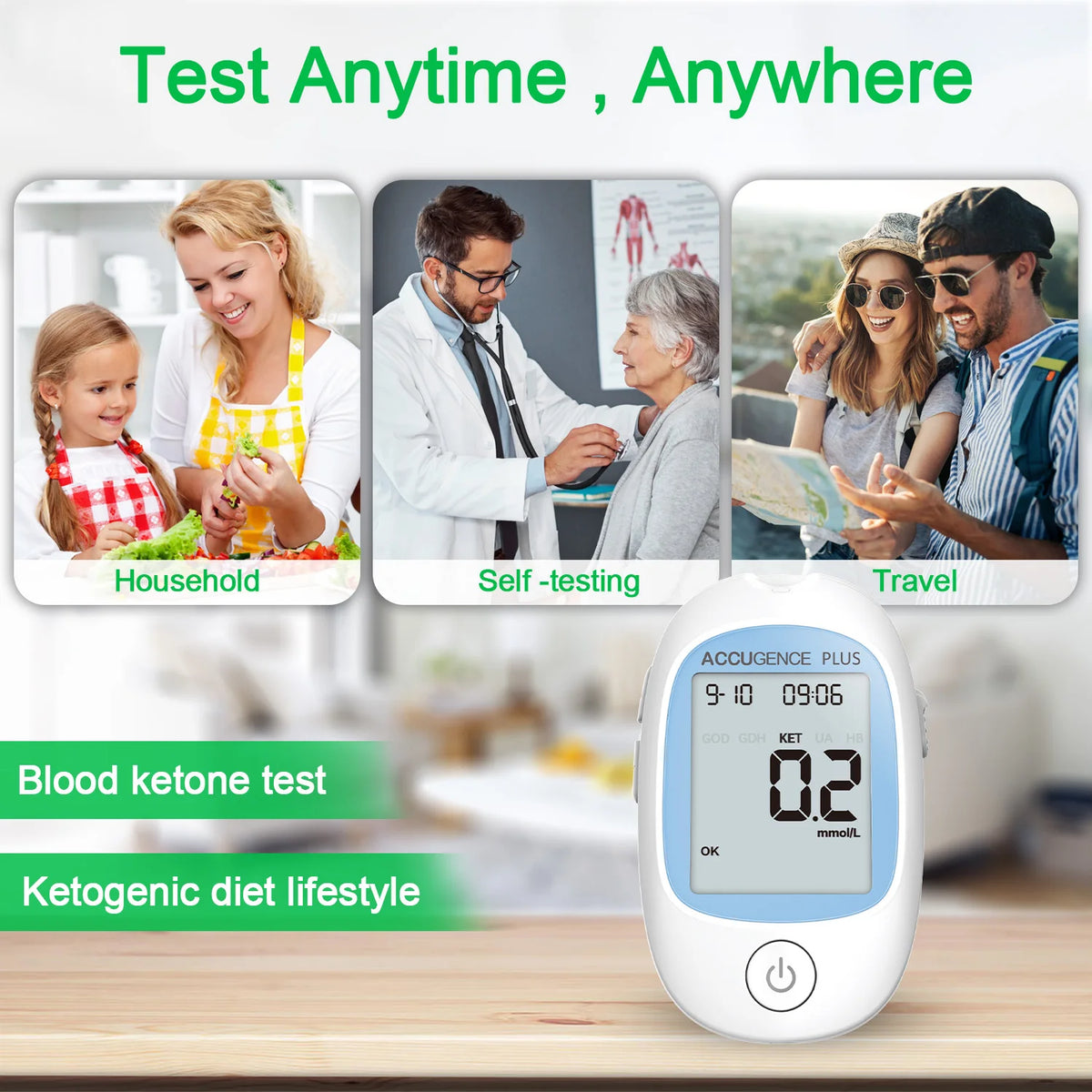 Multi-function Blood Ketone Meter Kit with Ketone Test Strips, Ketone Monitoring for Keto Diet, Ketosis, Fast & Accurate Results