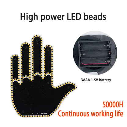 Car Gesture Light with Remote Control – Funny LED Palm Light for Road Rage Reactions