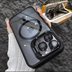 Luxury Magnetic Shockproof Phone Case For iPhone 16 15 14 13 12 17 18 Pro Max For Magsafe Funda Stand Glass Lens Protector Cover