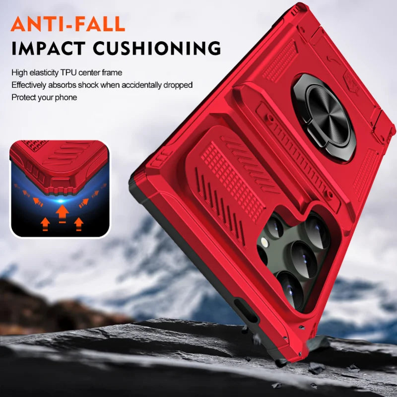 Case For Samsung S24 S23 Ultra Plus FE A14  A15 25 35 55 Magnetic Rotated Ring Kickstand Heavy Duty Drop Protection Wallet Cover