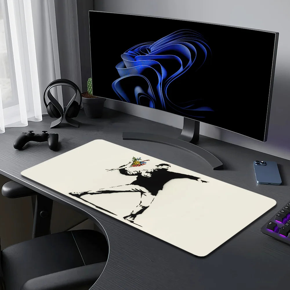 Graffiti Art Banksy S Mouse Pad Large Desk Mat Keyboard Ergonomic Office Rubber Game PC Non-slip Anti-fray Home Custom Best Pric