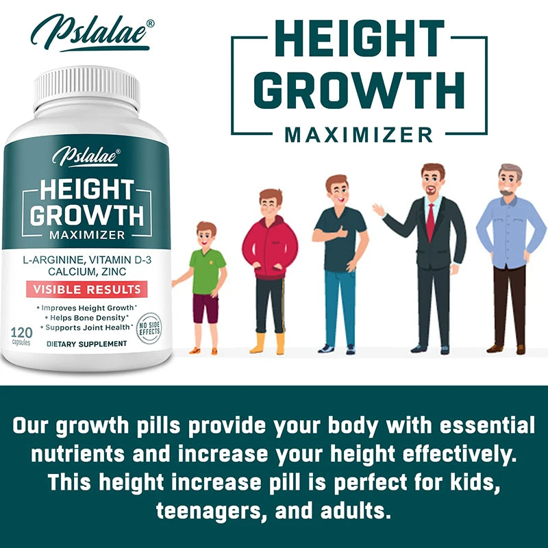 Natural Height Growth Maximizer for Kids, Teens and Adults Zinc and Calcium Increase Peak Height Supplement Bone Strength