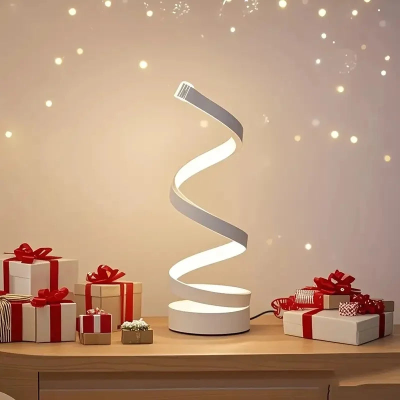1PC Simple Spiral External Emitting Bright Desktop Desk Lamp, USB - Three-color Lighting, Suitable for Living Room and Bedroom D