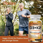 Vegan Vitamin D3 K2 Capsules - Organic Coconut Oil - Daily Supplement for a Healthy Immune System & Bones Gluten & Soy Free