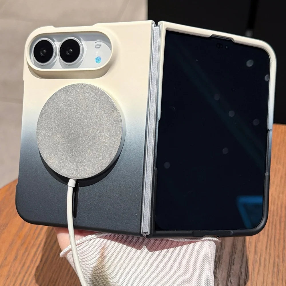 Slim Gradient Color Magnetic Wireless Charging Phone Case For iPhone Duo For Magsafe Protection Ultra Thin Hard PC Folding Cover