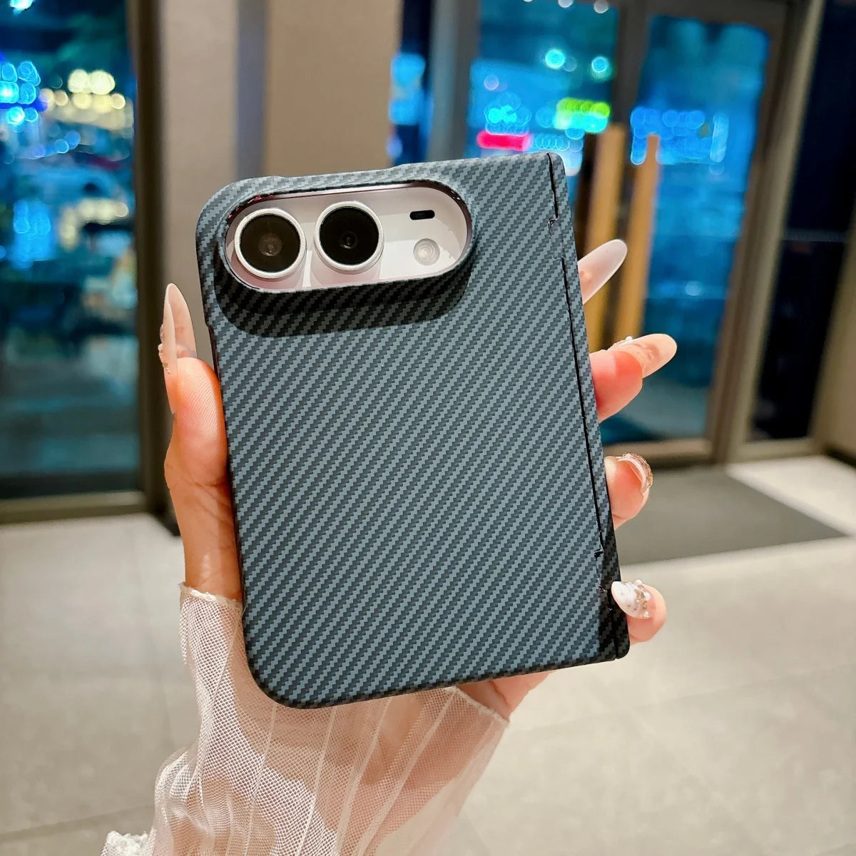 Shockproof Duo Thin Carbon Fiber Leather Magnetic for Magsafe Phone Case for IPhone Duo Apple 18 Fold Hinge Protective Cover
