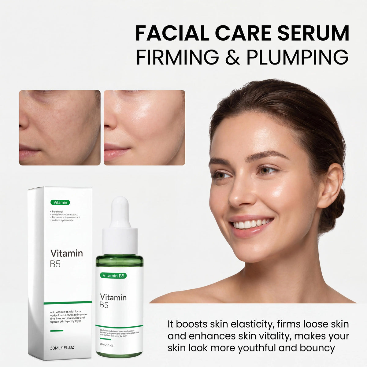Vitamin B5 Hyaluronic Acid Serum Repair Face Redness Calm Sensitive Skin Deep Hydrating Whitening Centella Asiatica Facial Serum