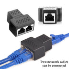 One To Two Adapter For Ethernet Cable Splitter Rj45 8P8C PC Version Simultaneous Internet Access IPTV Broadband Three Way Conn