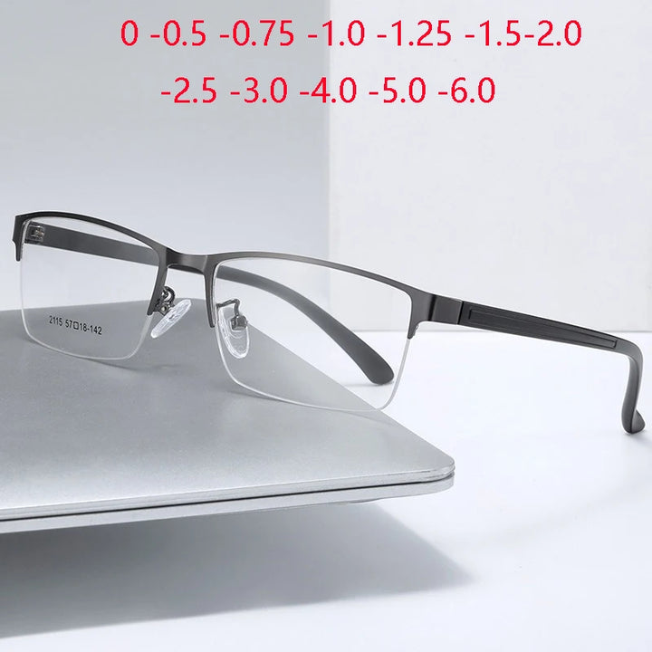 Semi-Rimless Steampunk Shortsighted Prescription Glasses Women Men Anti Blue Rays Computer Myopia Spectacles 0 -0.5 -0.75 To -6