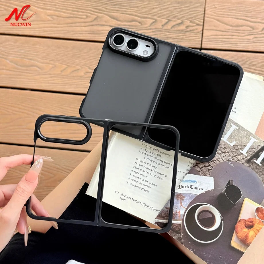 For iPhone Duo Case Luxury Translucent Matte Ultra Thin PC Case for iPhone Duo 18Fold Shockproof Metal Connector Hard Cover