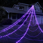 8 Modes Halloween Spider Web Lights Glow Waterproof Luminous Halloween Spider 5m Triangle Scary Giant Spider Bar