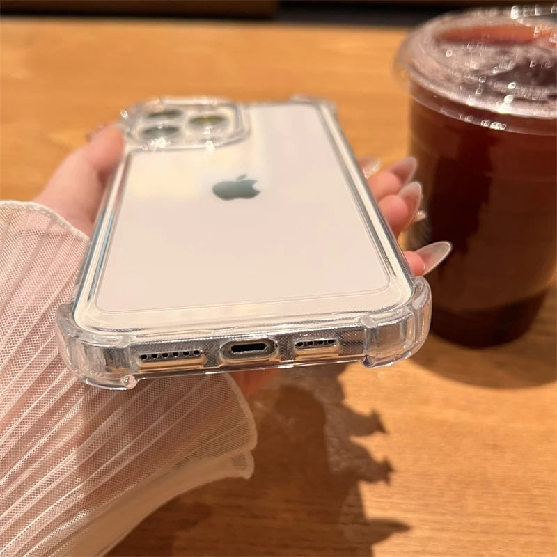 Luxury Shockproof Transparent Case For iPhone 17 16 15 14 13 12 11 Pro Max X Xs XR Max 7 8 Plus SE Clear Soft Bumper Cases Cover
