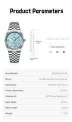 POEDAGAR High Quality Original Men Clock Waterproof Luminous Date Luxury Man Watch Stainless Steel Quartz Men's Watches Male+Box