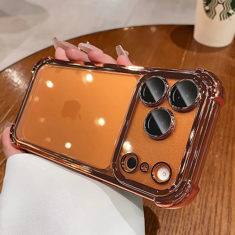 Luxury Electroplate Shockproof Transparent Phone Case For iPhone 18 17 16 15 14 13 12 Pro Max Plus Air Clear Bumper Cases Cover