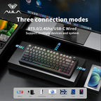 AULA F75 Gaming Mechanical Keyboard RGB Customized 75% Layout Side-engraving Gasket Mounted 80keys PBT Gradient Keycaps Keyboard