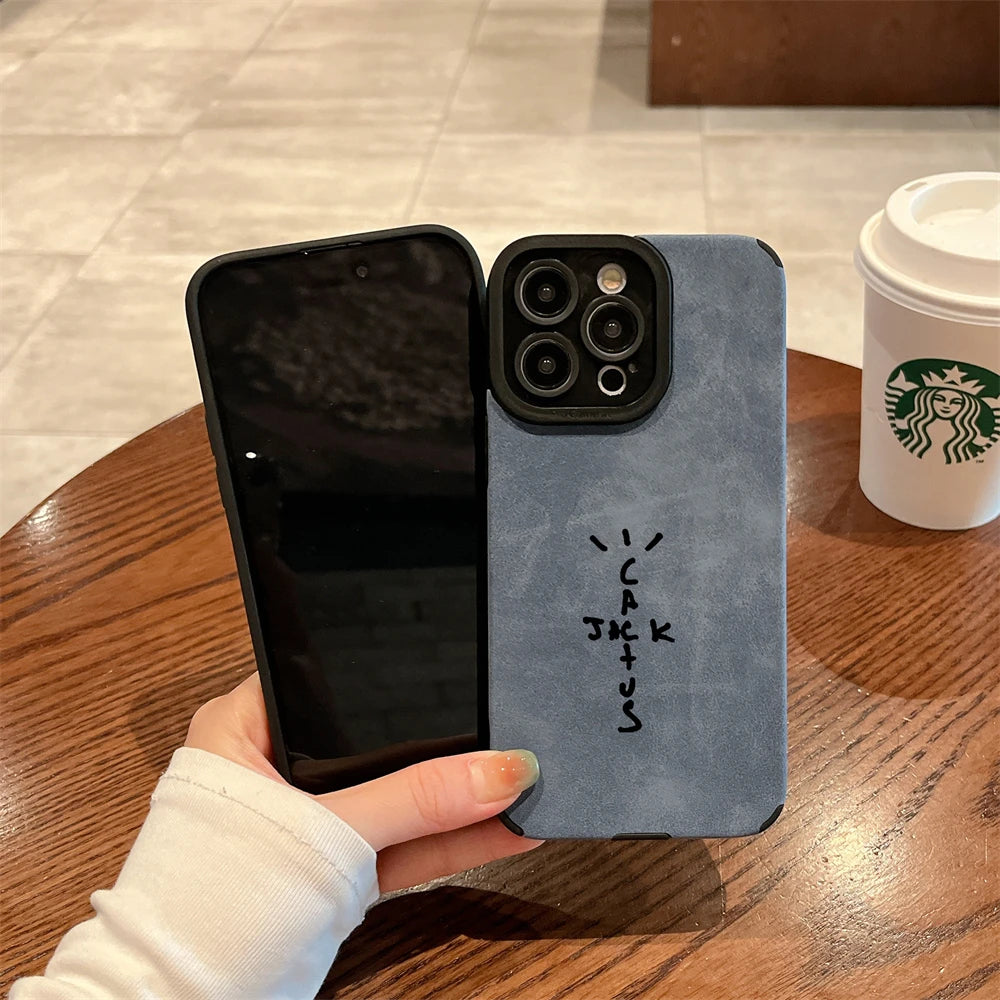Travis Scott Cactus Jack Luxury Suede Silicone iPhone Case – iPhone 11 to 17 Pro Max
