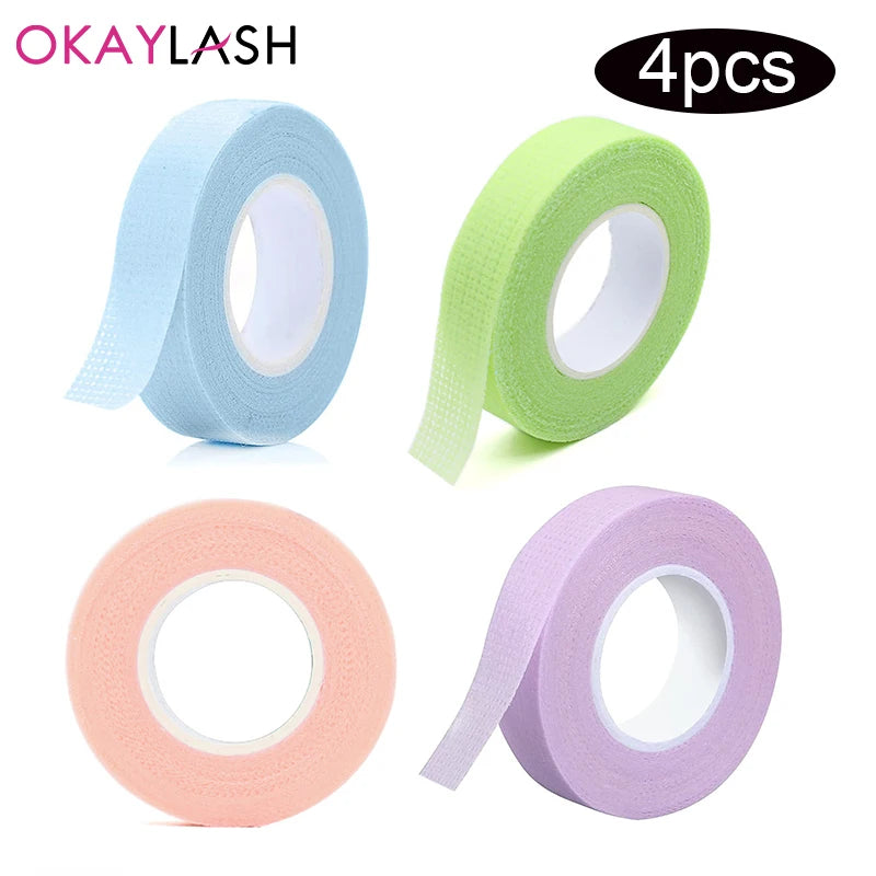 OKAYLASH 4Pcs/lot Eyelash Extension Tape  Breathable Medical Non-woven Adhesive Tape Eyelash Patch Tapes Cutter Cutting Tool