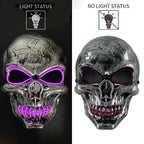 Evil Skull Mask Halloween Carnival Masquerade Haunted House Scary Decoration Cosplay Skeleton Scary Theme Party Light Up Mask