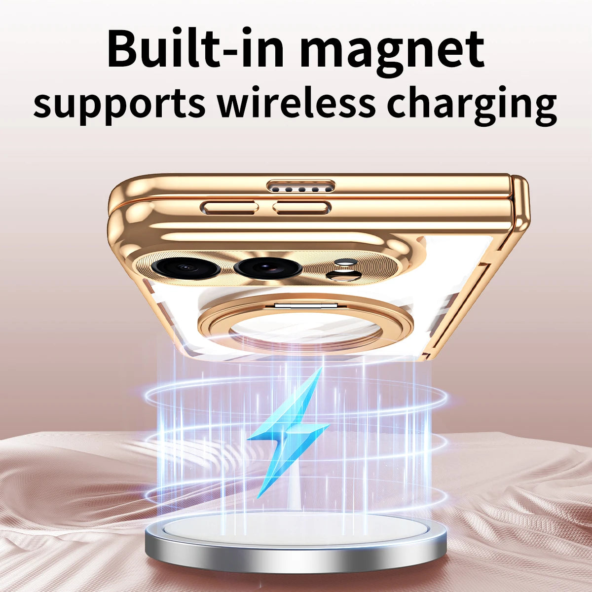 For iPhone Duo Transparent Magnetic Case For MagSafe 360° Rotating Bracket Hinge Protection Cover With Tempered Glass Film
