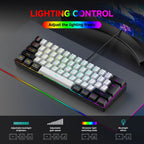 USB Wired RGB Gaming Keyboard 61 Keys White Black Compact Mini Office Keyboard and Mouse for PC Desktop Computer Gamer Keypad
