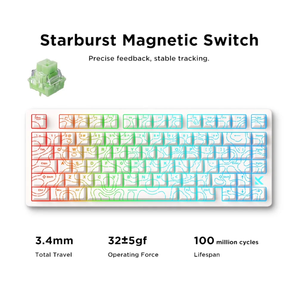 MCHOSE Jet75 Kailh Magnetic Switch 8kHz Polling Rate Magnetic Switch Gaming Keyboard Hall Effect Hot-Swappable Customized RGB