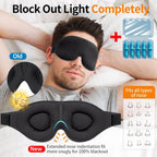 Sleep Mask for Back and Side Sleeper, Block Out Light, Zero Pressure Breathable Travel Eye Cover Black With Sleep Ear Plug