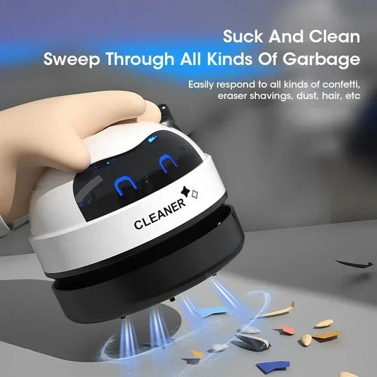 USB Mini Desk Vacuum Cleaner | Portable Robot Design, 360° Suction, 120min Battery