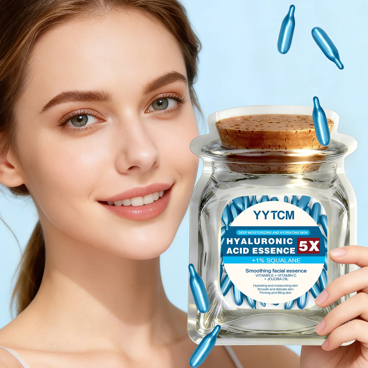 Hyaluronic Acid Deep Moisturizing Capsule Essence, Deep Moisturizing and Brightening Skin Essence 18/30/48/60/90/180 Capsules