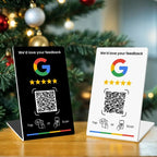 Nfc 215 programmable QR code Google Review Card NFC station table NFC Google Reviews display bending card standing brand bracket