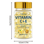 90pcs Vitamin C+E Skincare Essence Capsules with Vitamin C, Vitamin E, Collagen Moisturizer, Lifts Facial Drops, Nutrient Boost